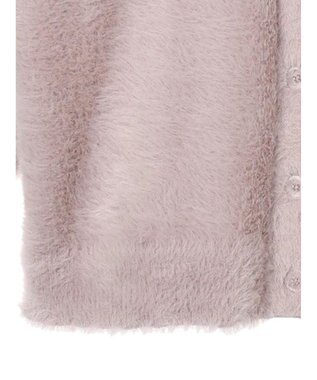 earth music&ecology ロングシャギーＶネックカーディガン Pink Beige