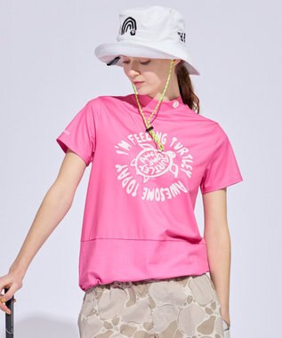 PW CIRCULUS 【WOMEN】SEA TURTLE メッシュコンビモックネックT ゴルフウェア レディース ピンク系