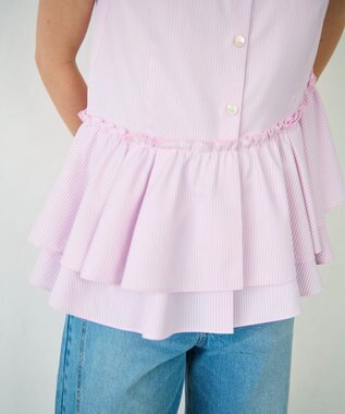 GRACE CONTINENTAL ヘムフリルノースリーブ ピンク