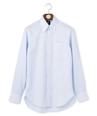 J.PRESS MEN 【PREMIUM PLEATS / 形態安定】タッタソールチェック ドレスシャツ / B.D. サックスブルー系3