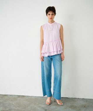 GRACE CONTINENTAL ヘムフリルノースリーブ ピンク