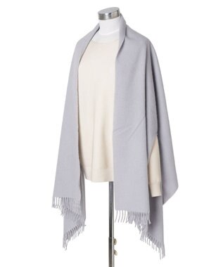 MOONBAT MACKINTOSH PHILOSOPHY ウール100%超大判無地ポンチョストール／幅70cm ライトグレー