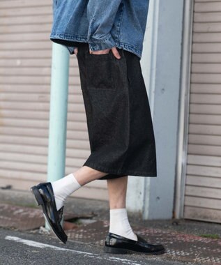 WEGO 【ウエストゴム/SMLサイズ展開】イージーコットンハーフパンツ デニムブラック