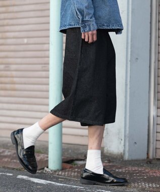 WEGO 【ウエストゴム/SMLサイズ展開】イージーコットンハーフパンツ デニムブラック