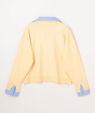 ANY L ファブリックコンビスキッパーニット イエロー×ブルー