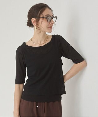 WEGO 【ANGIE VINTAGE】シアースラブレイヤードTシャツ ブラック