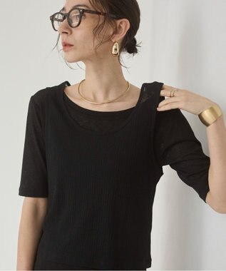 WEGO 【ANGIE VINTAGE】シアースラブレイヤードTシャツ ブラック