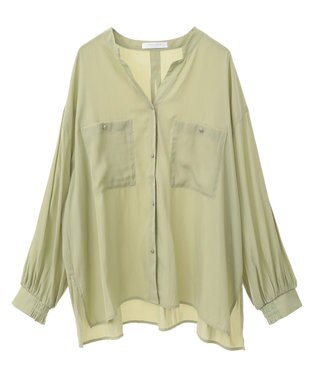 Green Parks サラフレブラウス（無地） Lime Green