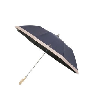 MOONBAT 【遮光/晴雨兼用日傘】LANVIN COLLECTION (ランバン コレクション)グログランリボン バイカラー 遮熱 UV 折りたたみ傘 楽折 ディープブルー
