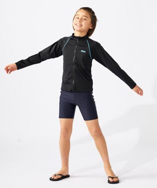 OP／FILA 【FILA】大きいサイズ｜男女兼用ベーシックラッシュガード 180㎝ ブラック×サックス