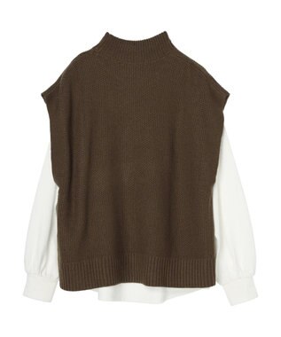 Green Parks ＳＥＴ２点モックネックカノコベスト＋ロンＴＥＥ Brown