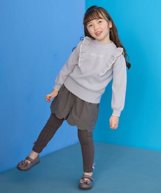 ANY KIDS ミニ丈 へリンボン キュロット チャコール