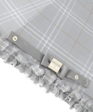 MOONBAT ランバン オン ブルー 晴雨兼用日傘 折りたたみ傘 ドビー×フリル 遮光 遮熱 UV グレー（グレンチェック）