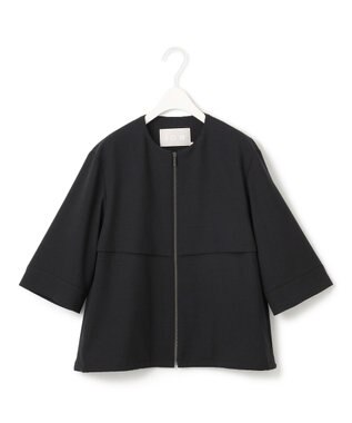 ICB L 【UVカット・洗える】ウール2WAYストレッチ ノーカラーブルゾン ブラック系