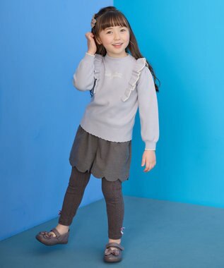 ANY KIDS 肩フリル しあわせタッチ ニット サックスブルー