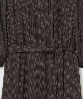 J.PRESS LADIES L 【洗える】ドットデシンプリント ピンタック ワンピース ダークブラウン系
