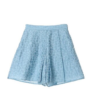 Green Parks タック入りジャガードキュロットパンツ Sax