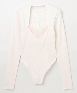 NAVE 【Nave・洗える/ストレッチ素材】ボディスーツ ロングスリーブ ホワイト系