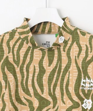 PW CIRCULUS 【UV遮蔽率99.5%  UVカット/速乾/ストレッチ】【MEN】ストライプカモフラ モックT ゴルフ カーキ系5