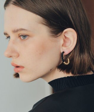 YECCA VECCA メタルボールフープピアス Black