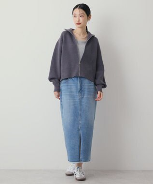 AMERICAN HOLIC ZIPハイネックカーディガン Charcoal Gray