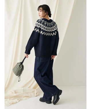 CRAFT STANDARD BOUTIQUE 求心柄ニットプルオーバー Navy