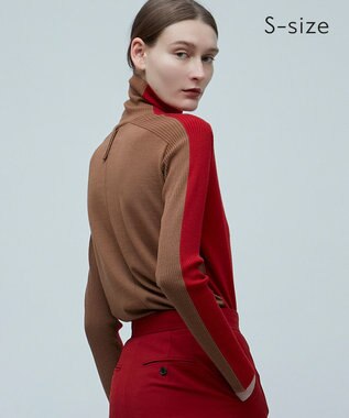 BEIGE， 【CLUEL 10月号掲載・S-size】LA MONNAIE / タートルニット Red×Camel
