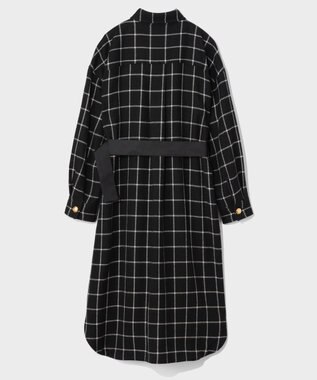 GRACE CONTINENTAL ウールチェックシャツワンピース ネイビー