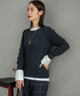 組曲 S コットンベア天竺 カフス袖ロングTシャツ アイボリー系