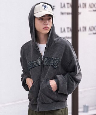 WEGO 【ユニセックス着用ITEM/MLサイズ展開】ショートグラフィックZIPパーカー ブラックその他