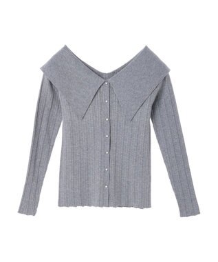 earth music&ecology ２ｗａｙビッグカラーニットプルオーバー Light Gray