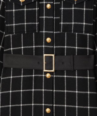 GRACE CONTINENTAL ウールチェックシャツワンピース ネイビー