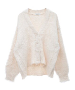earth music&ecology フワフワパールニットカーディガン Ivory