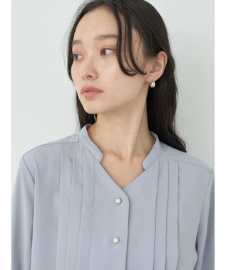 earth music&ecology タックブラウス Grayish Blue