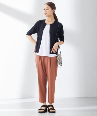 J.PRESS LADIES 【洗える】マイクロタイプライターストレッチ テーパード パンツ オレンジ系