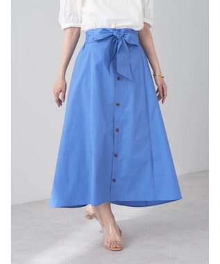 earth music&ecology ウエストリボンヘムスカート Blue