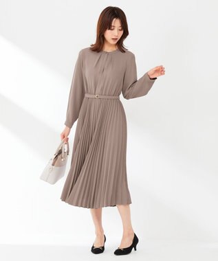 ANY SIS 【AIコラボ】スタンドカラープリーツ ワンピース モカ