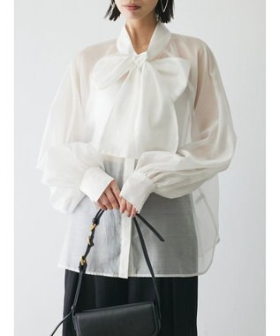 Green Parks AnriettMusee シアーボウタイブラウス Off White