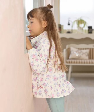 ANY KIDS 裾ペプラム 花柄 ブルゾン エクリュ系