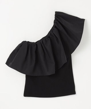 NAVE 【Nave・洗える/撥水/ストレッチ素材】ライトタフタ ワンショルダーブラウス ブラック系