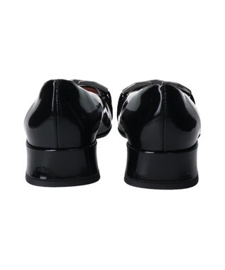 INTER-CHAUSSURES 【INTER-CHAUSSURES】スクエアトウローヒールバックルパンプス ブラックエナメル