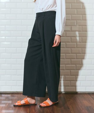 GRACE CONTINENTAL リネンタッチタックパンツ ブラック