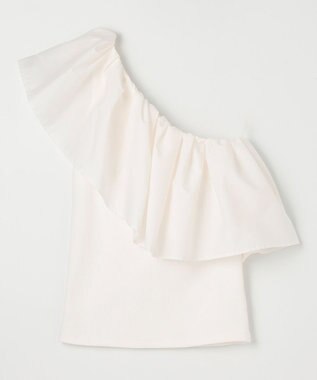 NAVE 【Nave・洗える/撥水/ストレッチ素材】ライトタフタ ワンショルダーブラウス ホワイト系