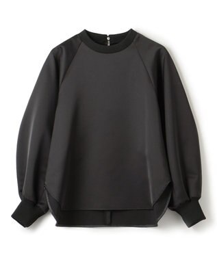 uncrave 【洗濯機洗い可】サテン ブラウス（uncrave WHITE） ブラック