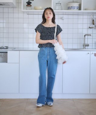 earth music&ecology ドットチュールフリルトートバッグ Black