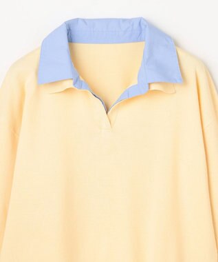 ANY L ファブリックコンビスキッパーニット イエロー×ブルー