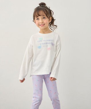 ANY KIDS 【綿100%】ロゴプリント 長袖Tシャツ オフホワイト