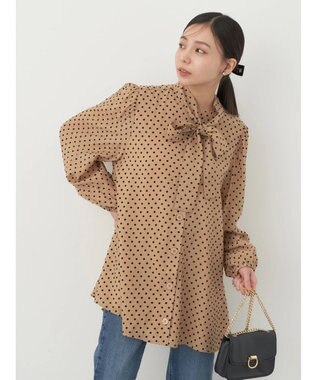 earth music&ecology ドットチュニック丈リボン付きワンピース Dot