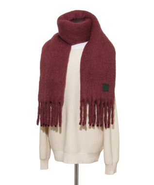 MOONBAT 【WEB限定】FURLA ウール混シャギー無地マフラー/幅40cm ワイン