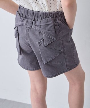 ANY KIDS 【洗濯機可能】バックリボン ショートパンツ ブラック